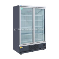 Upright two glass door freezer cabinet